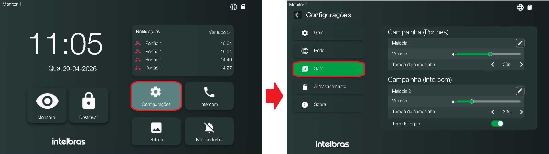 Tela config som
